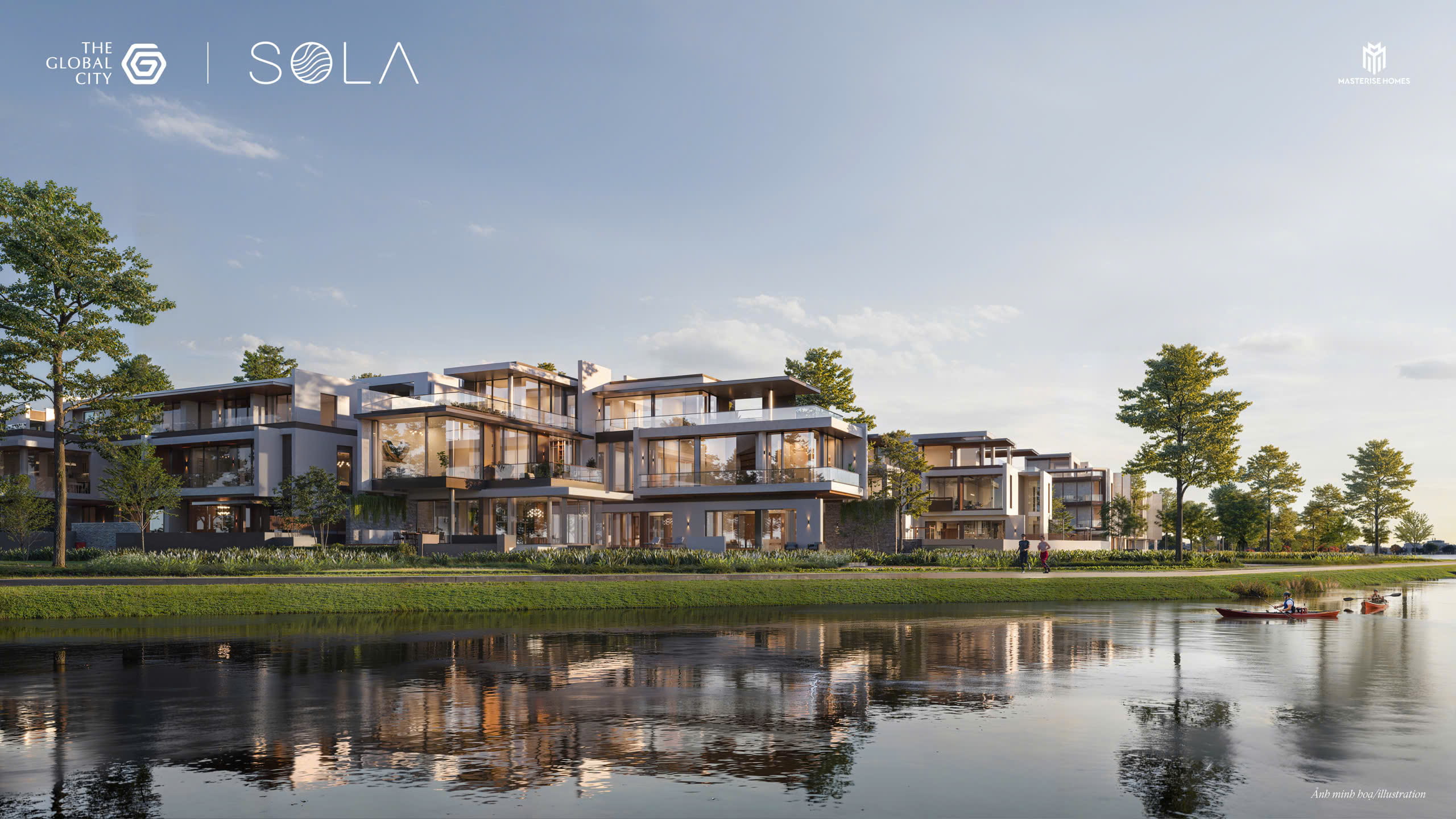 Đường dạo bộ ven sông khu biệt thự sola rise