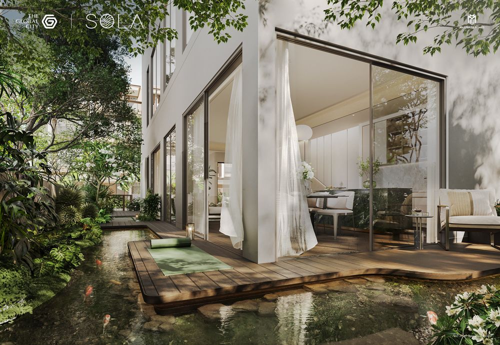 sân vườn biệt thự song lập sola rise